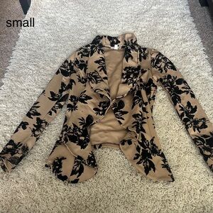 Floral Tan and Black Women's Jacket